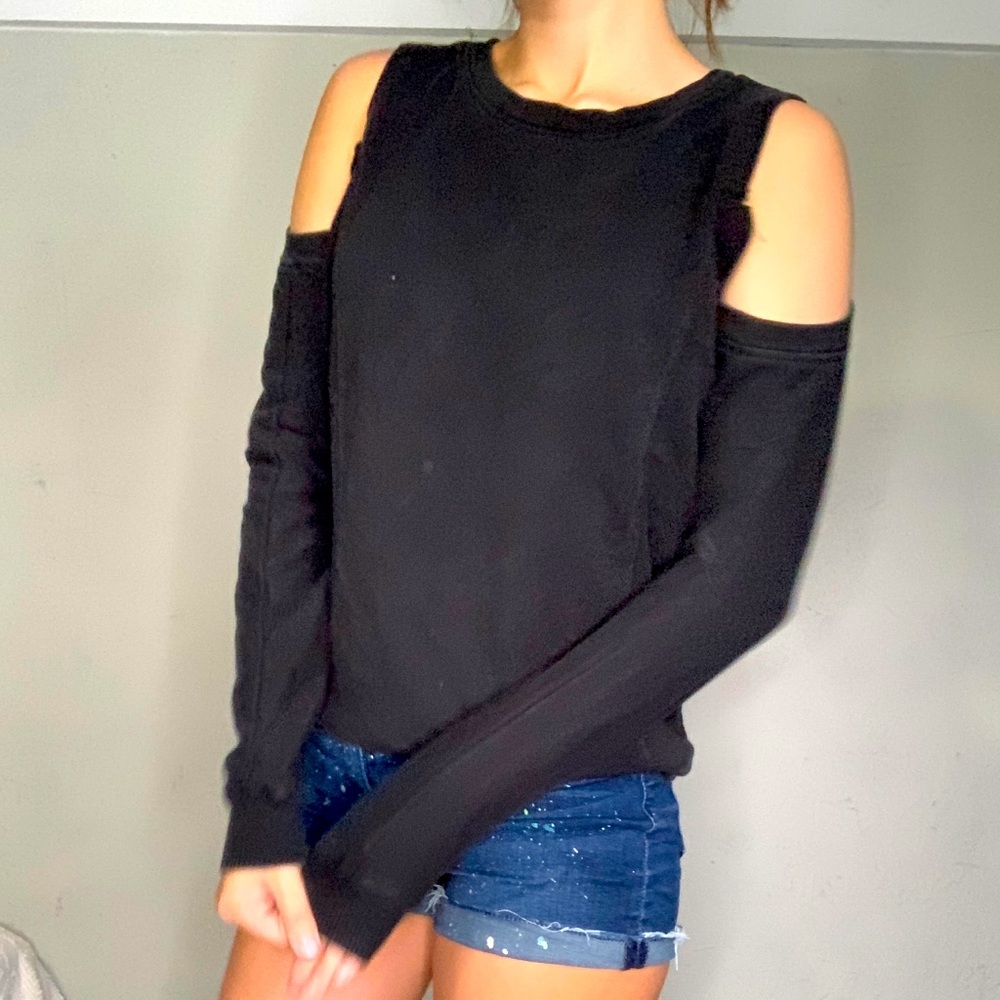 Black Cold Shoulder Sweatshirt